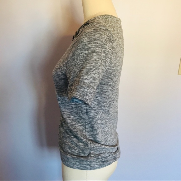 Loft Short Sleeve Rhinestone Collar Sweatshirt- Small - Picture 4 of 6